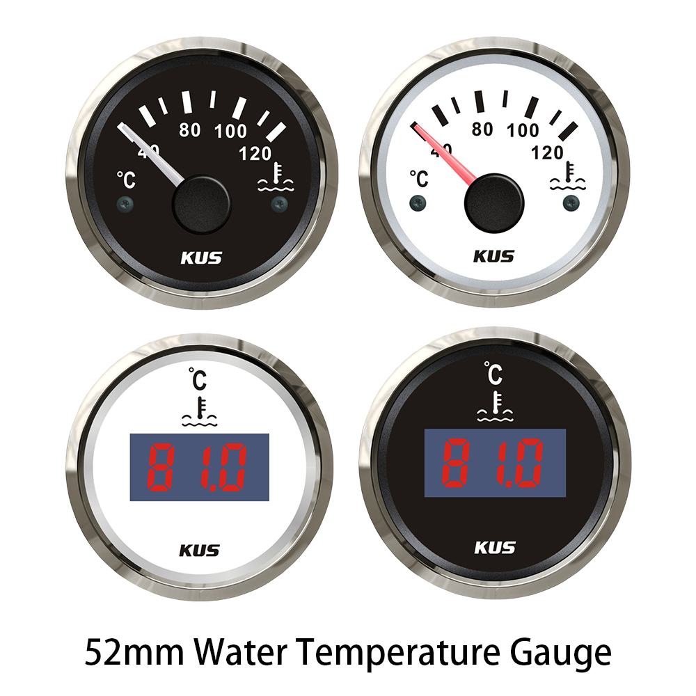 KUS 52mm Digital Waterproof Water Temperature Gauge Indicator Meter 40-120℃ 25-120 Degree with Backlight 12V 24V for Yachts Car