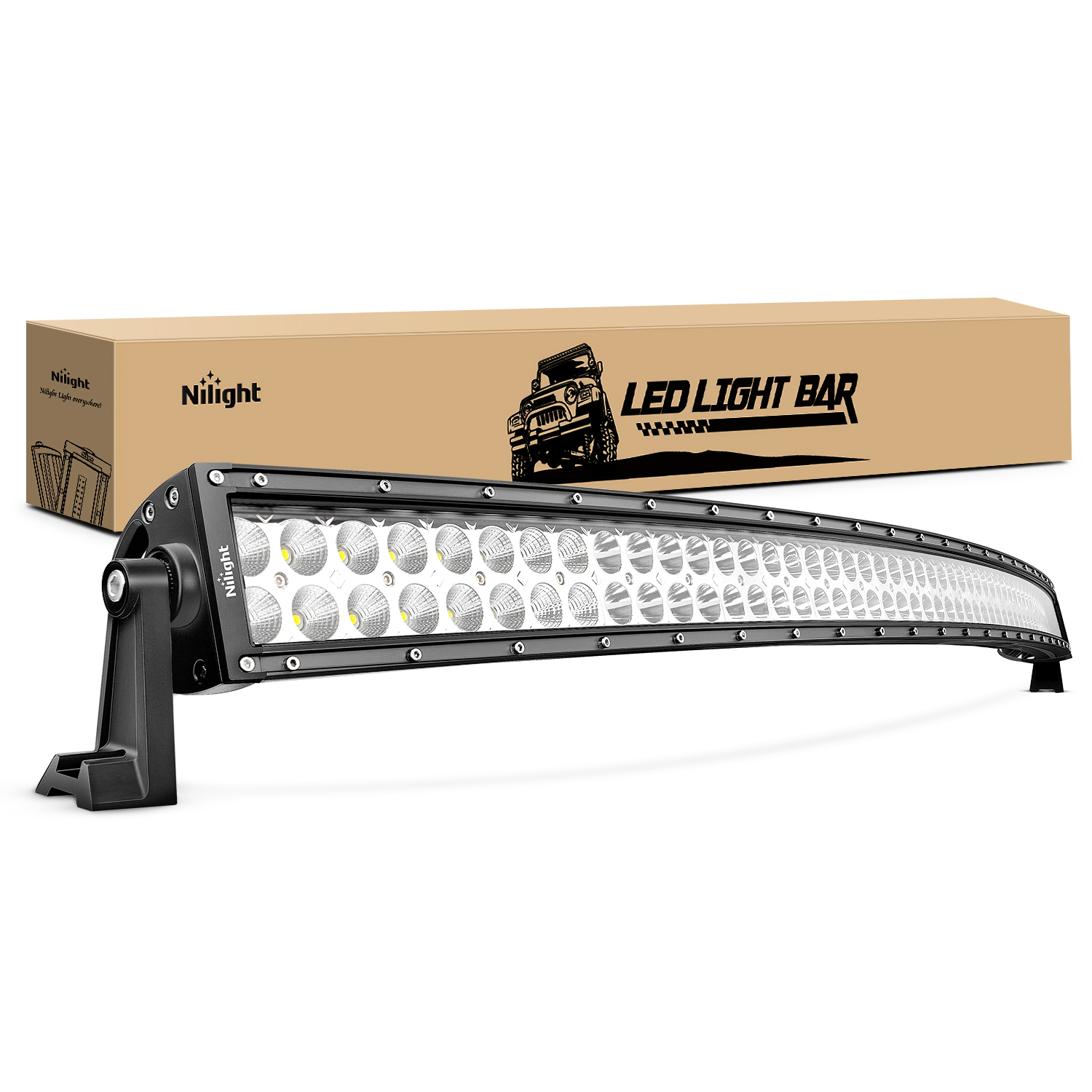 Nilight LED ライトバー Nilight 52インチ 300W カーブスポットフラッドコンボ LED ドライビングランプ オフロードライト LED ワークライト トラック ボート ジープ ランプ用