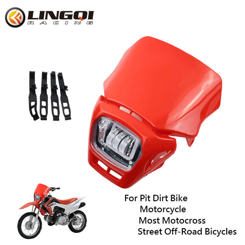 LINGQI レーシングオートバイヘッドライト高輝度 LED ワークスポットライトフォグランプフェアリングライト付きピットダートバイクオフロードバイク