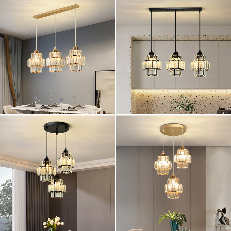 Dining Room Crystal Chandelier Golden Kitchen Island Hanging Light Interior Decor Luxury Modern Led Ceiling Lamp Pendant Light