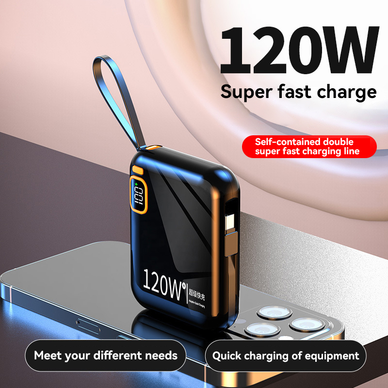 50000mAh ポータブル電源銀行 PD 120 ワット大容量ケーブル双方向高速充電ミニ電源銀行 IPhone Samsung Xiaomi 2025