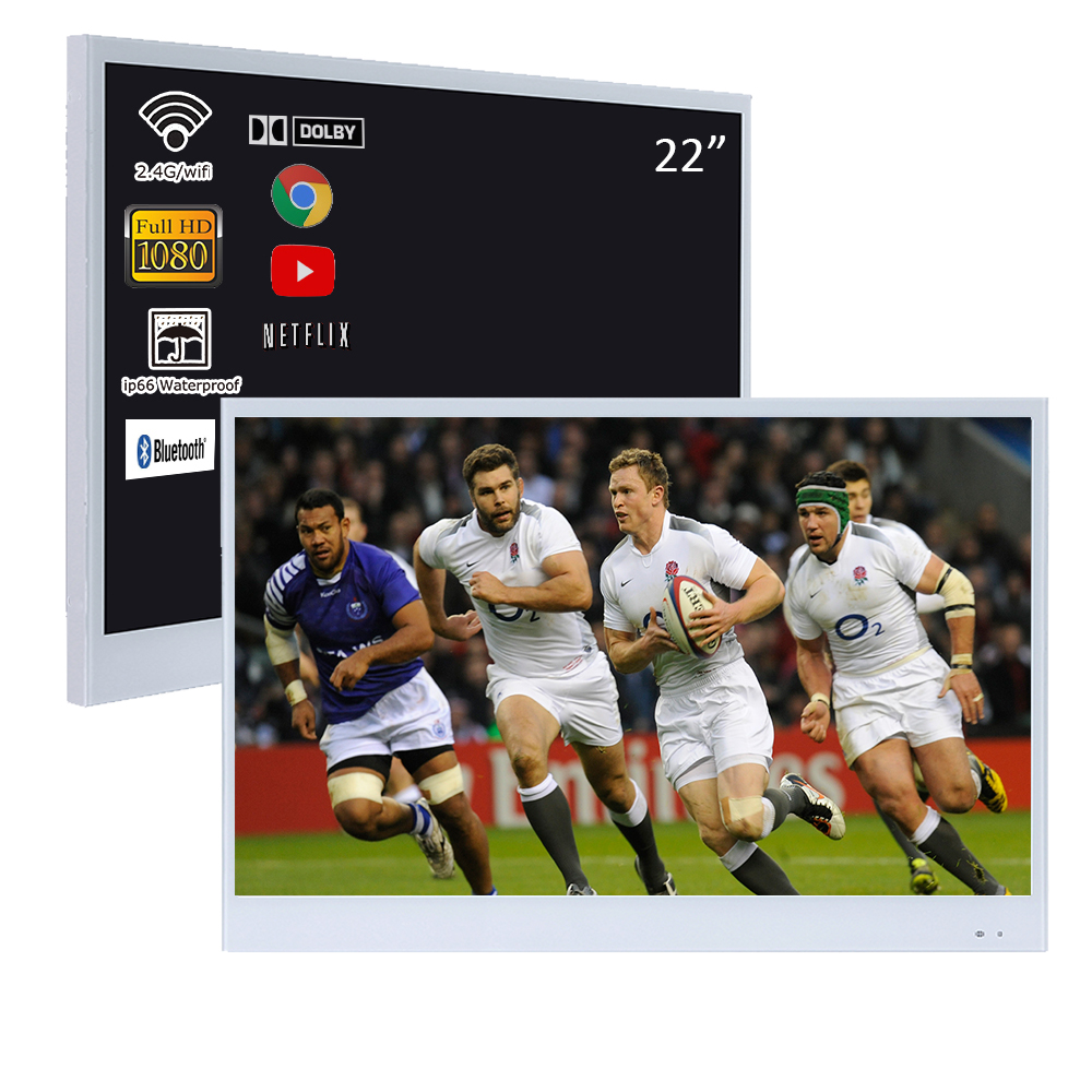 Souria 22 インチ白色防水バスルーム SPA ホテルテレビ内蔵 WiFi Bluetooth DTV チューナー Android IP66 テレビ