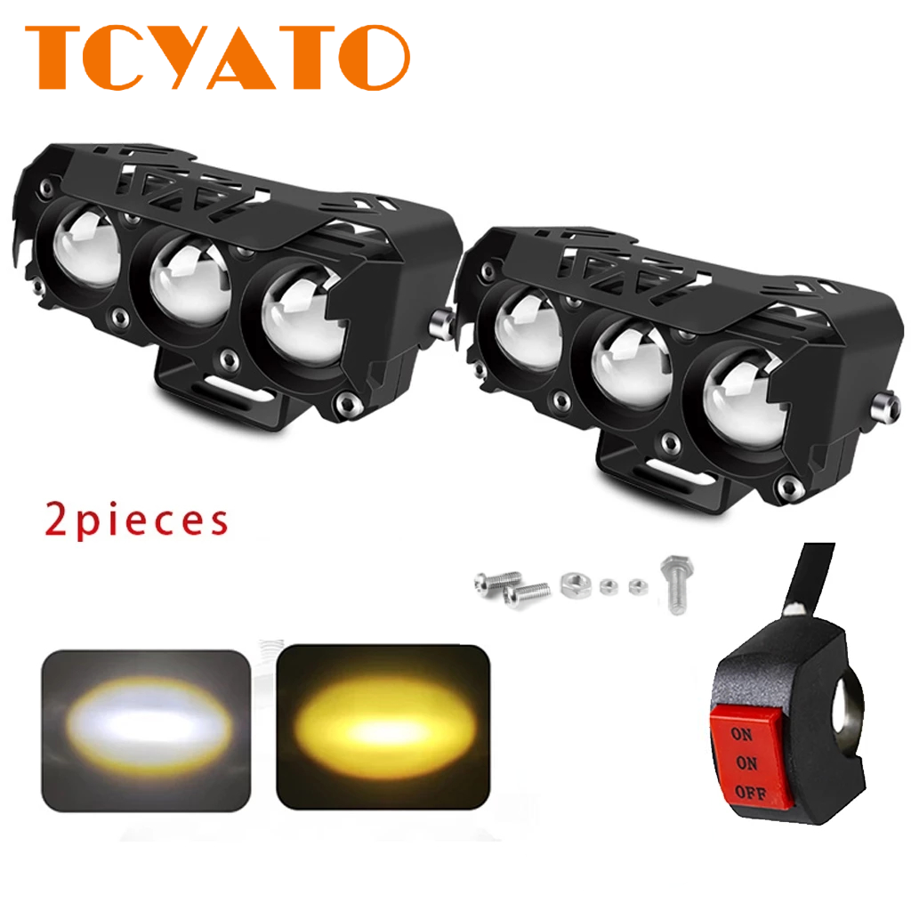 4 Led オートバイ LED スポットライトデュアルカラーハイ/ロービームフォグランプ車のトラック SUV UTV 12V 24VMini レンズヘッドライトドライビングライト