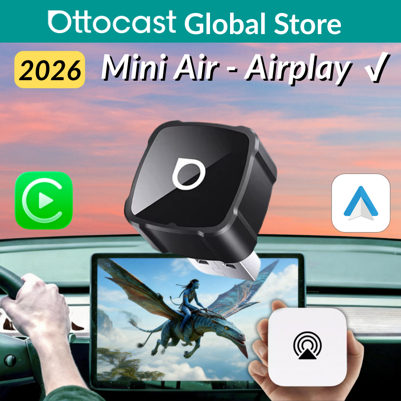 Ottocast Mini Air ワイヤレス CarPlay Android Auto AirPlay アダプター 3 in 1 プラグアンドプレイ ワイヤレス ミラーリング Youtube Tiktok IPTV 用