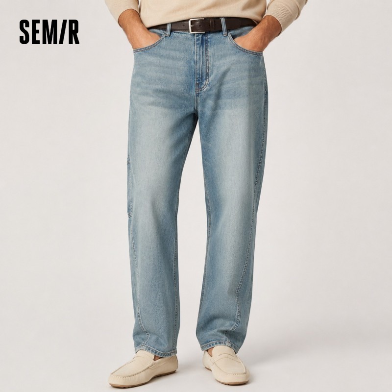 Semir 男性パンツデニムヴィンテージ綿作業着ややワイドルーズストレートレッグトレンディクール 2026 夏のファッションカジュアルトップ