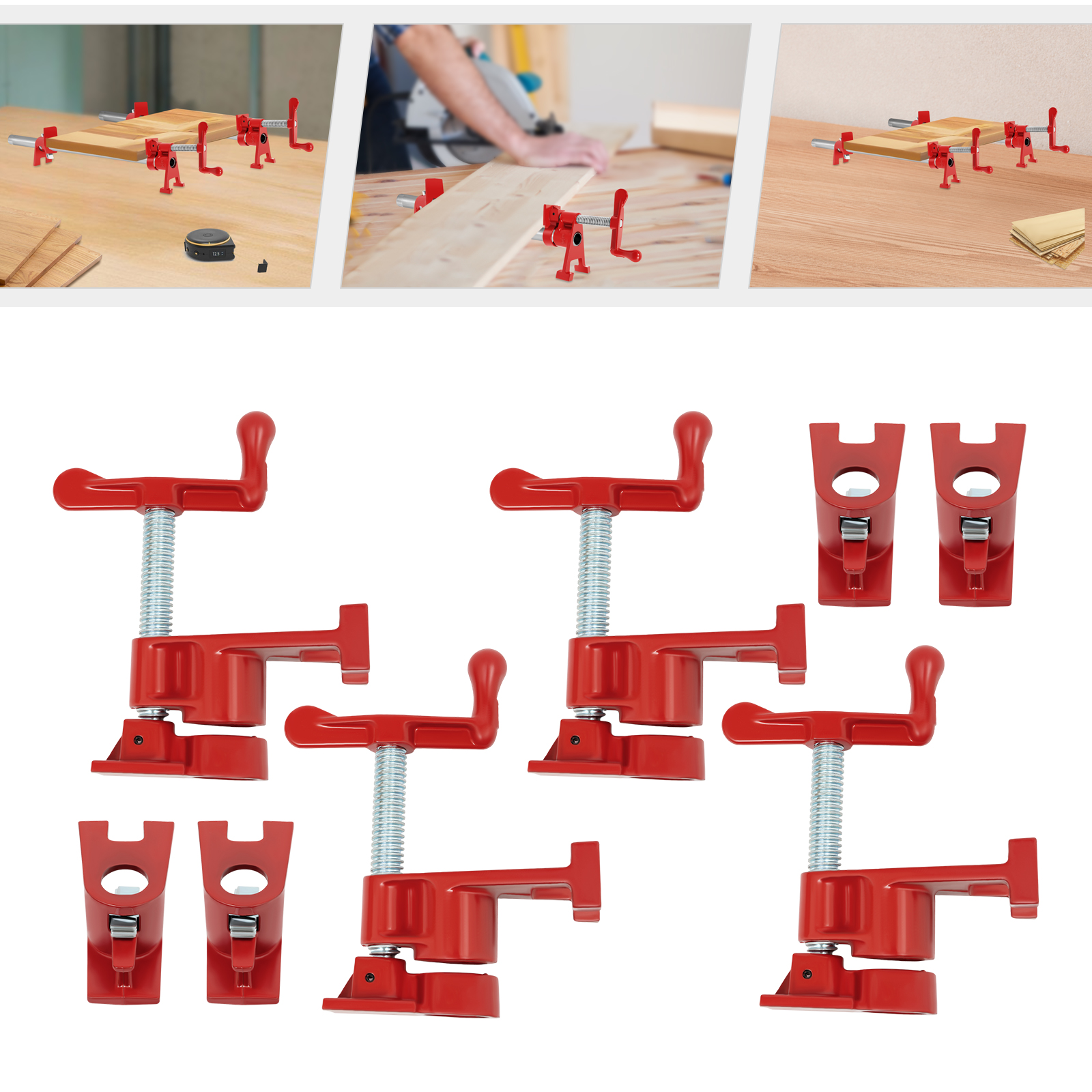 4 パック 3/4 インチ木材接着パイプクランプ器具高耐久鋳鉄木材クランプクイックリリース大工、木工、