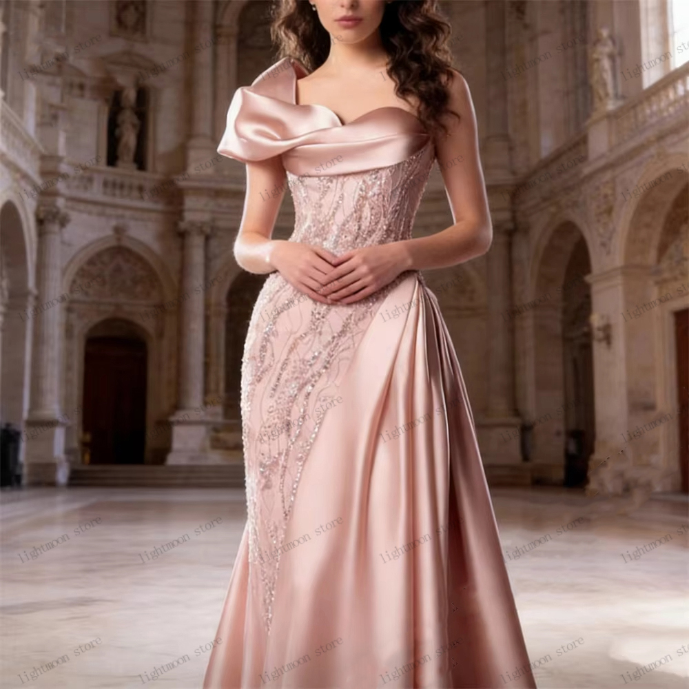 Exquisite Evening Dresses Glamorous Prom Dress Beading Appliques Satin Robes فساتين سهرة Elegant Vestidos De Gala Customized