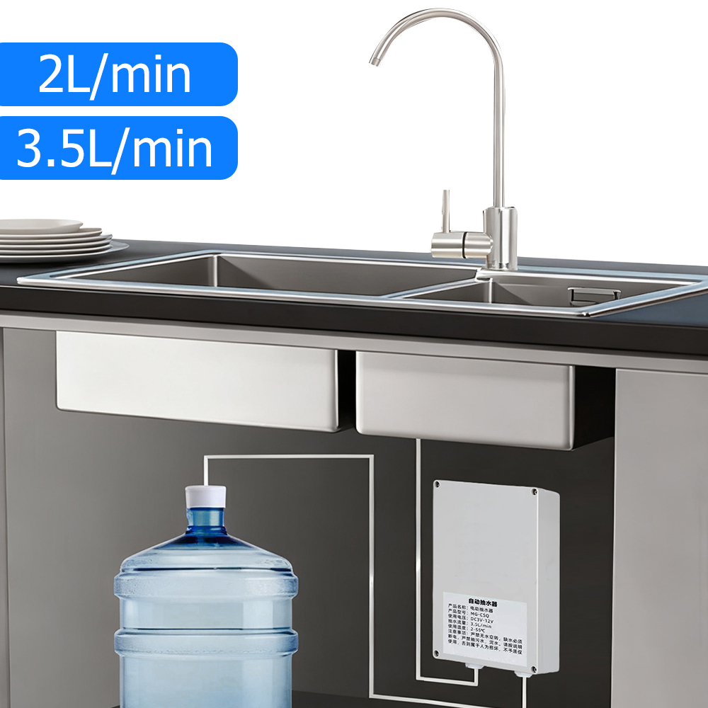12V 電動ウォーターポンプキャラバンキッチン蛇口自動水吸引ポンプ 2L/分 3.5L/分キャンピングカーボートギャレーウォーターポンプ