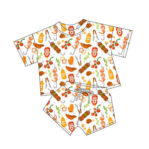 新商品入荷！夏らしいバーベキュー柄のオリジナルデザインのツーピースパジャマセット。赤ちゃんからお母さんまで、ご家族全員に最適です。
