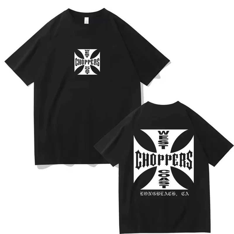 夏のファッション Tシャツレディースメンズコットン西海岸チョッパーズプリント Tシャツカジュアル半袖 O ネック Tシャツヴィンテージ服 Tシャツ
