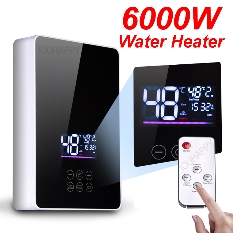 インスタント給湯器シャワー 220V 浴室の蛇口温水ヒーター 6000 ワットデジタルディスプレイカントリーハウスコテージホテルキッチン用