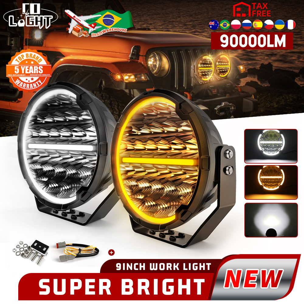 CO LIGHT ラウンド LED オフロード ライト 9 インチ ホワイト