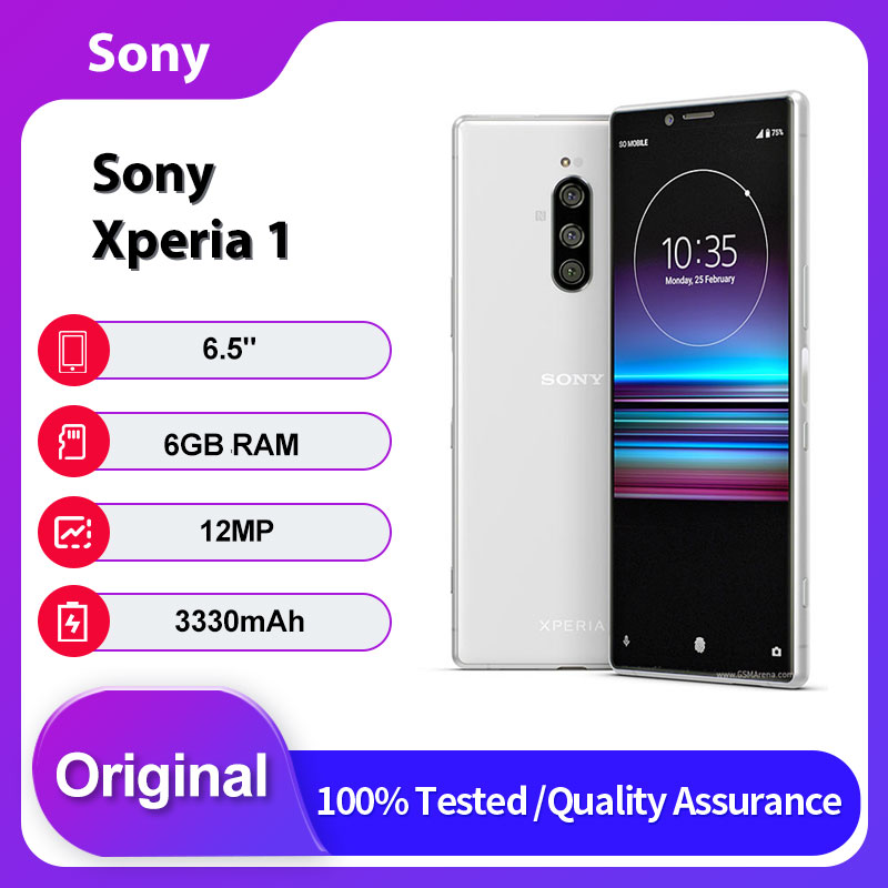 オリジナルロック解除 Sony Xperia 1 J8110 4 グラム指紋 3330mAh 12MP 携帯電話 6.5 インチ 64 ギガバイト 6 ギガバイト RAM