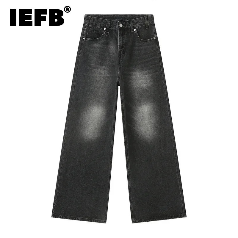 IEFB 夏メンズデニムパンツオールドブルーウォッシュ男性ジーンズストレートカジュアル紳士服ルーズワイドレッグパンツ新ファッション 9C354