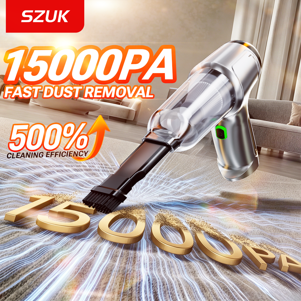 SZUK 強力な車の掃除機 15000Pa 強力な吸引ポータブルハンドヘルド洗浄機ワイヤレスミニ掃除機車用