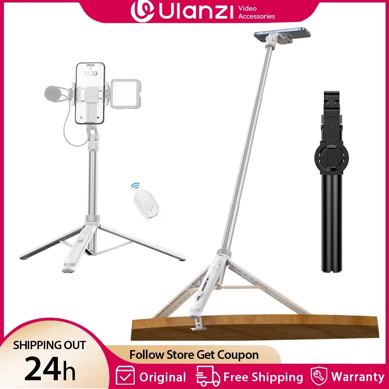 Ulanzi TT88 1.44M オーバーヘッド Selfie スティック電話三脚 磁気クランプ付き ワイヤレス リモート延長三脚 ライブストリーミング Vlog 用