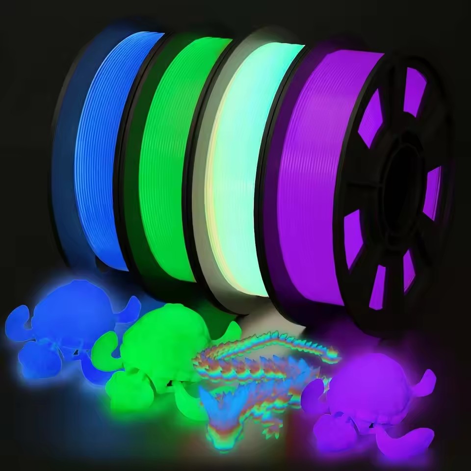250g 暗闇で光るフィラメント マルチカラー、グリーン、ブルー、パープル、レインボー、PLA フィラメント 1.75 mm、3D プリンター フィラメント バンドル、