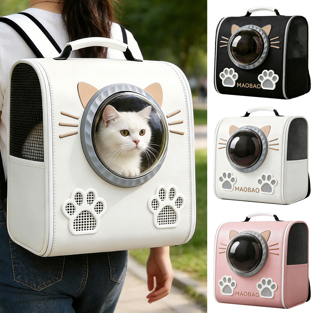 大容量通気性猫キャリアスペースカプセルバックパックポータブルペットキャリア屋外輸送トラベルバッグ猫と子犬用