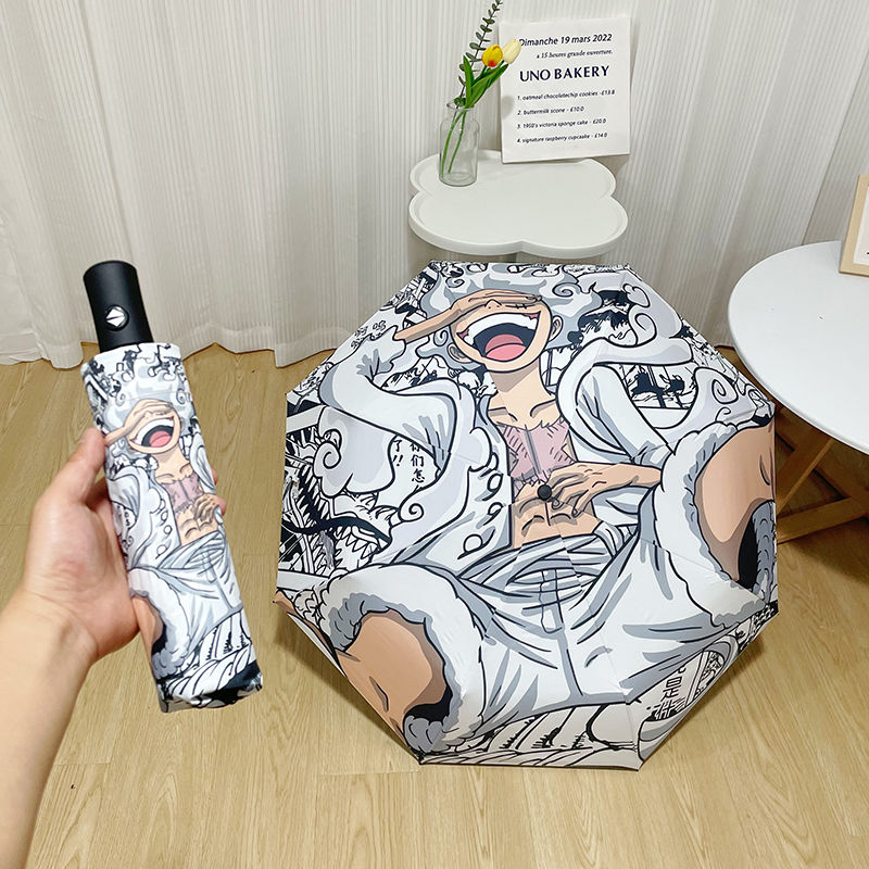 ワンピースニカルフィ折りたたみ傘アニメ自動開閉自動三つ折り傘黒接着剤日焼け止め傘