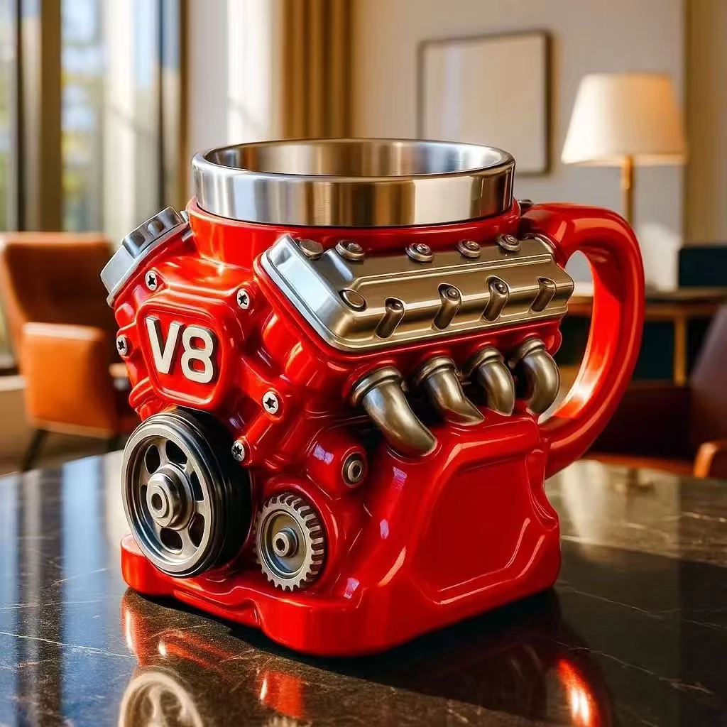 V8 エンジンステンレス鋼コーヒーマグクリエイティブ樹脂水カップ面白い V6 エンジンワインカップコーヒーカップ水容器アクセサリー