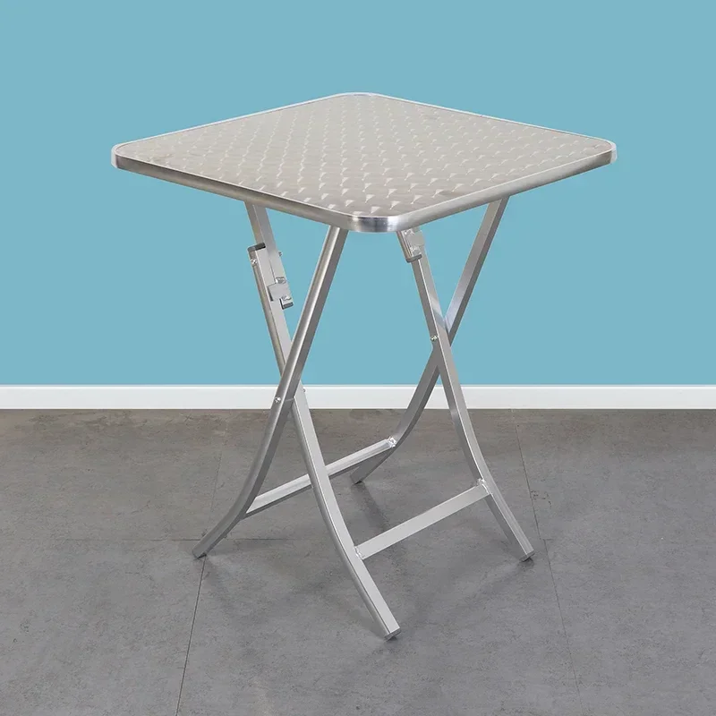 プロモーションアルミ合金折りたたみテーブル便利なダイニングデスク家庭用屋外ガーデン中庭レジャーバーベキューラウンドスクエアメサ