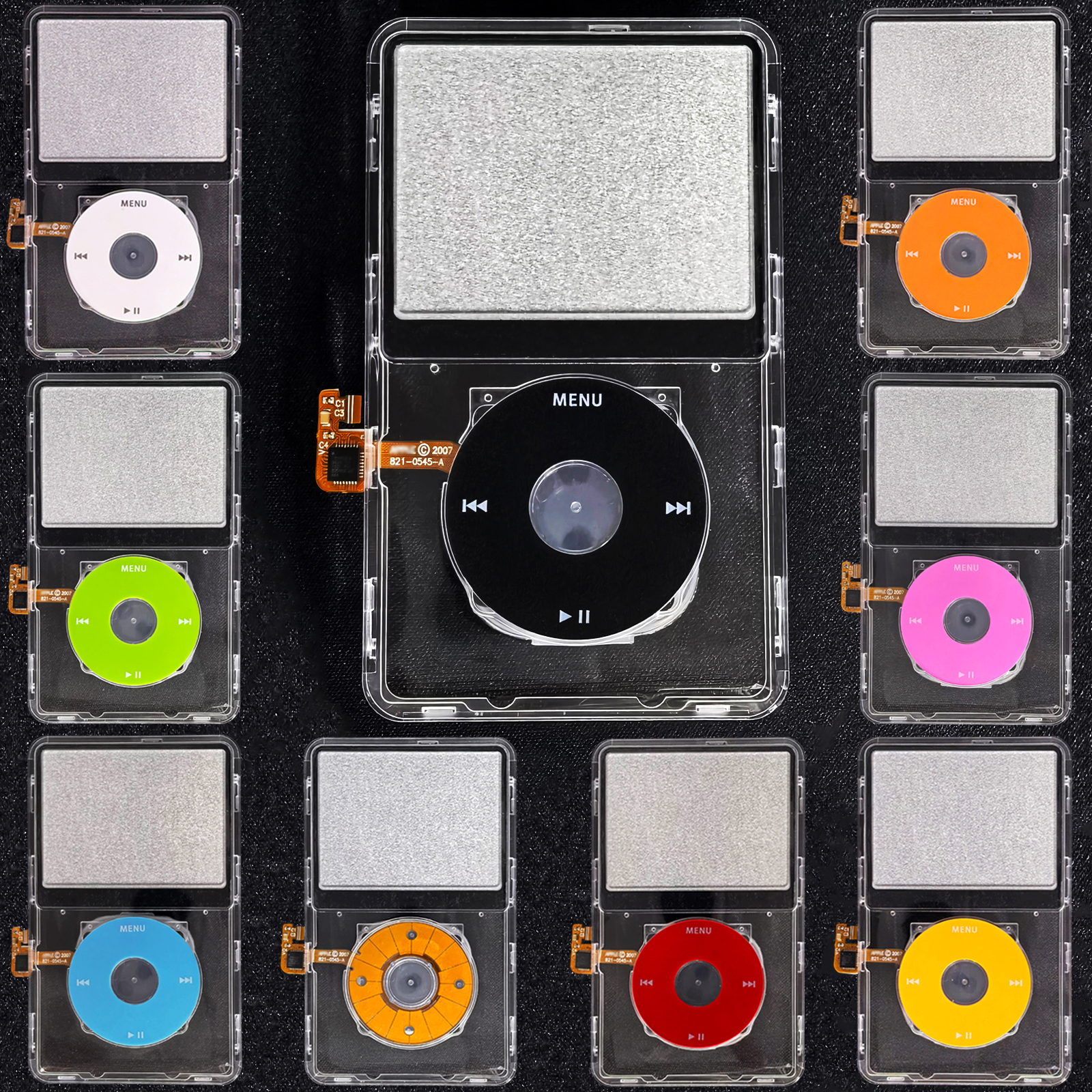 クリアフェイスプレート透明フロントハウジングケースクリックホイールフレックスボタンキット付き iPod Classic 6th 7th Gen 80GB 120GB 160GB