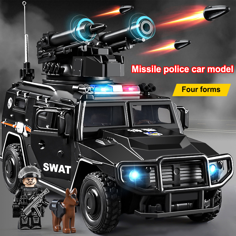 1:24 大型合金装甲警察車モデルは、高シミュレーションダイキャスト軍事防爆車タンク子供のギフトを発射することができます