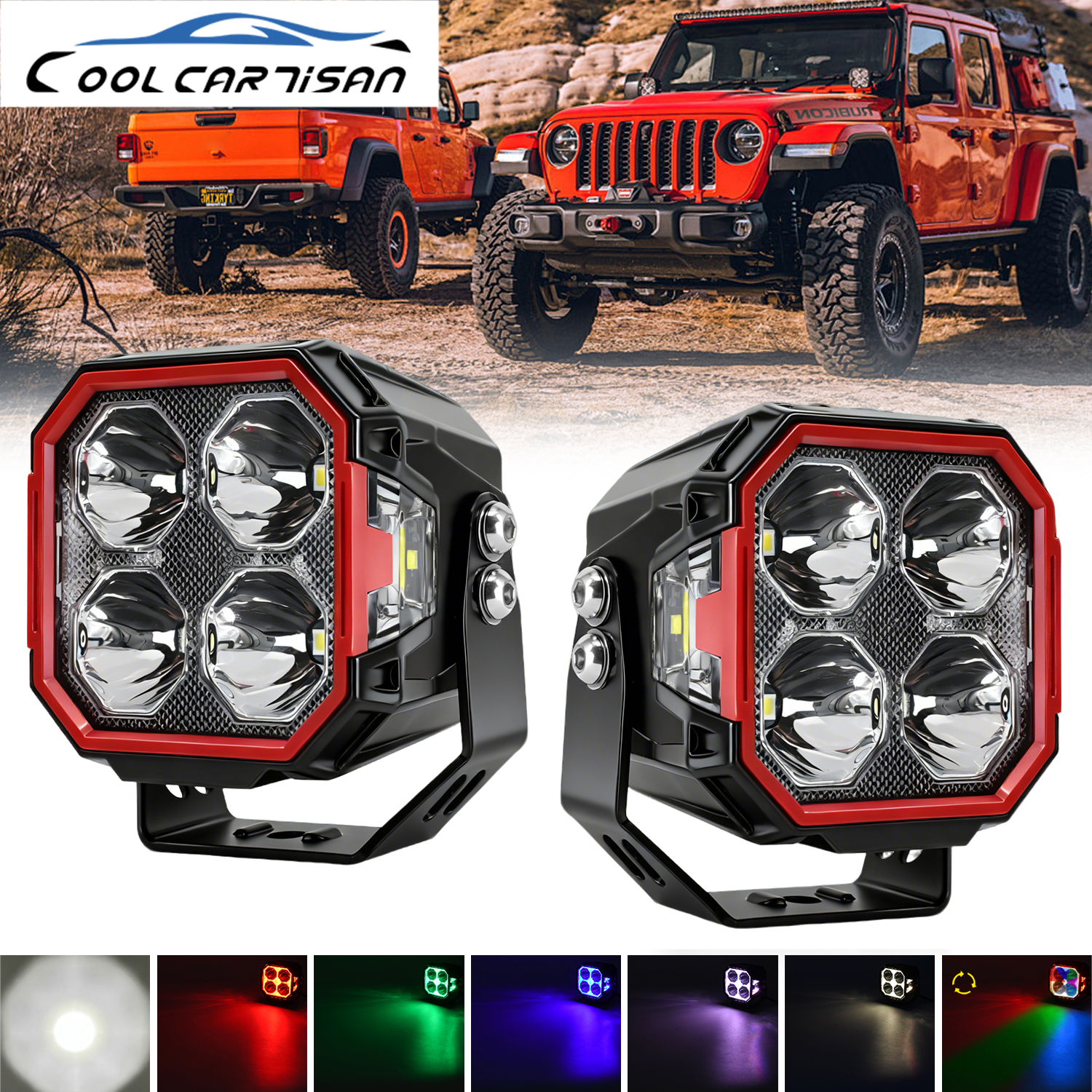自動ワークライトフラッドフォグ LED DRL ライトスポット RGB コンボ Li マイルオートバイプロジェクターボルボトラックジープ 4x4 オフロード 12V 24V
