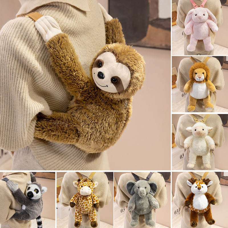 1Pc 40 センチメートル素敵なぬいぐるみナマケモノアルパカキツネザル象ぬいぐるみバックパックおもちゃかわいい動物ショルダーバッグライオンズウサギキリン素敵なギフト