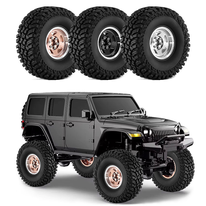 4 個 1.9 インチメタルビードロックホイール タイヤ付き 12mm 六角 TRX4 SCX10 Capra アキシャル エンデューロ RC クローラー 1/10 スケールアップグレードパーツ用