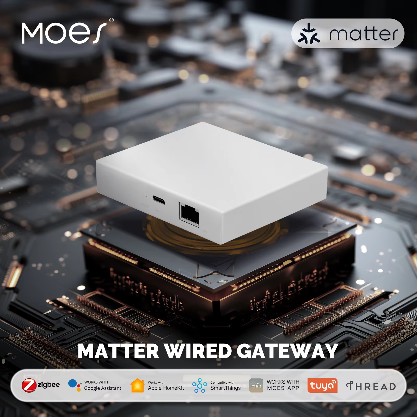 MOES Tuya Zigbee Matter Thread ゲートウェイ スマート ホーム ブリッジ Matter Hub サポート 音声制御 Siri ホームキット Smartthings Google Alexa
