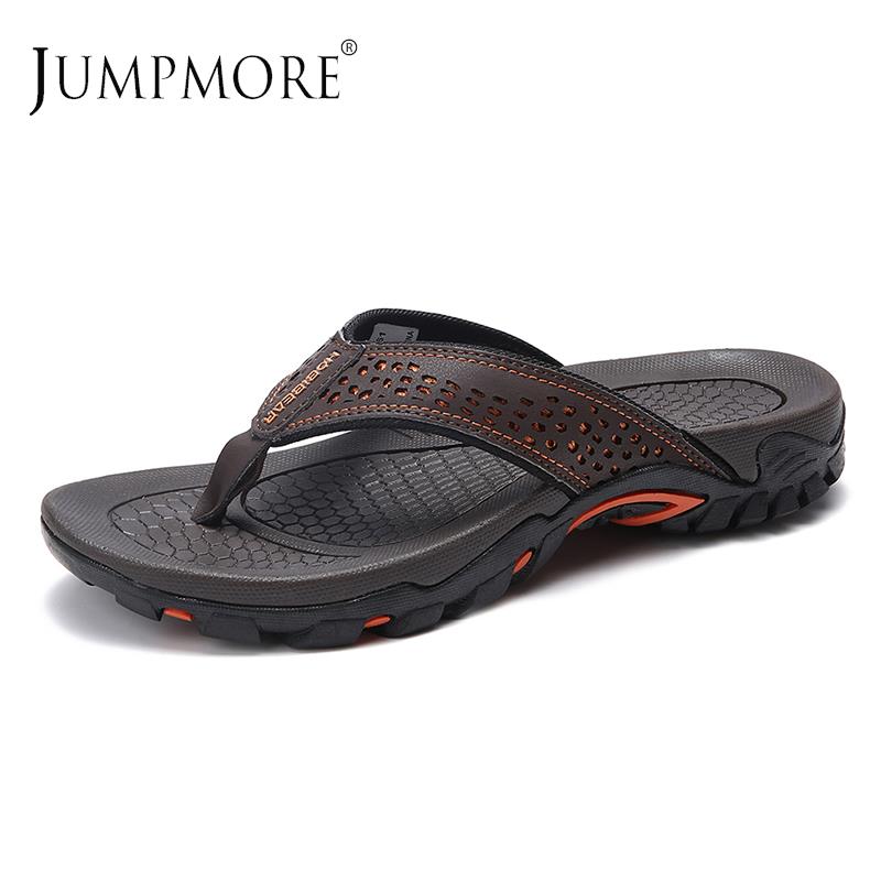 Jumpmore 夏フリップフロップメンズシューズアウトドアファッション Pu レザーフラットシューズビーチホリデーシューズサイズ 40-50
