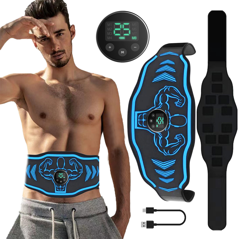 腹筋トレーナーベルト EMS 腹筋刺激装置電気トーニングベルト USB ウエスト腹減量ホームジムフィットネスマッサージャー