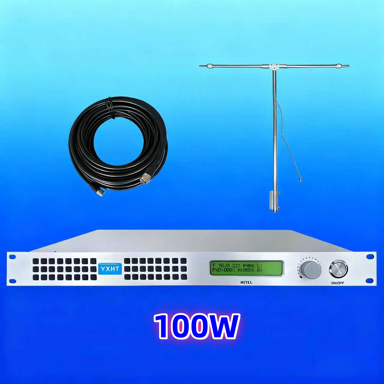 110V/220V YXHT-100W FM トランスミッター、安定したパフォーマンス、省エネ、低ノイズ、ラジオ放送用 MPX 入力、ホテルのロビー