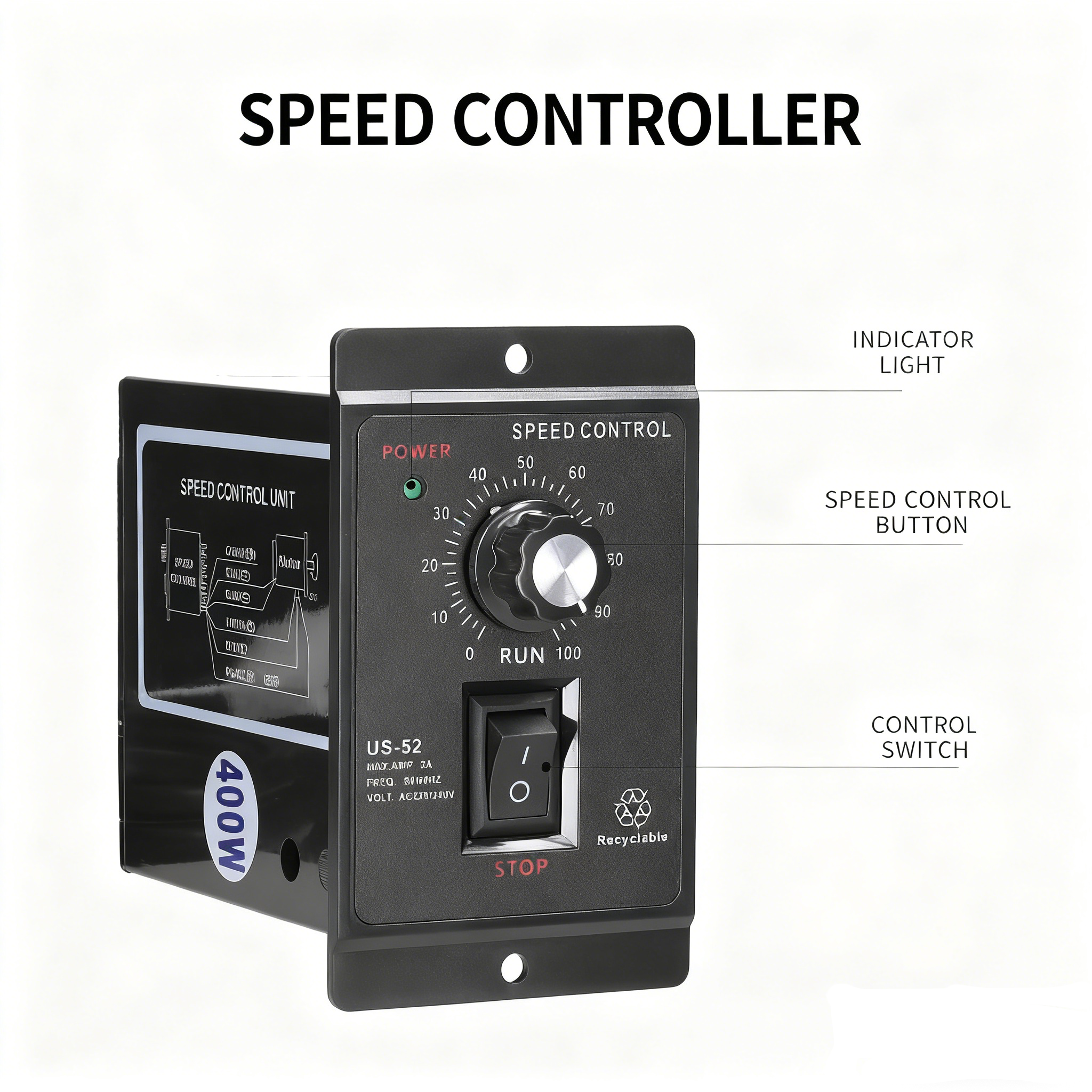 DIV 400W AC220V 多機能モーター スピードコントローラー 表示付き速度調整器 モーター制御の目標値設定可能