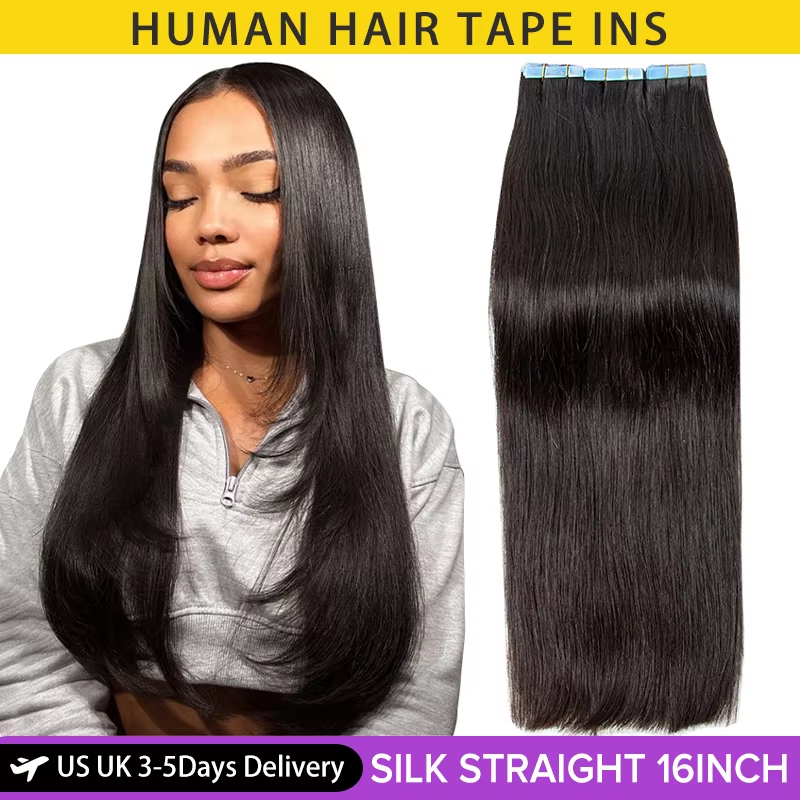 MRSHAIR テープインヘアエクステンション人毛シルクストレートキューティクルレミーテープエクステンションスキン横糸 20 ピース/パック 12-24 インチテープイン