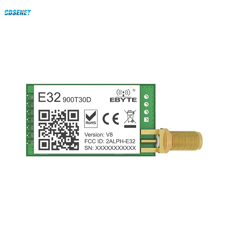 LoRa ワイヤレスシリアルポートモジュール RF UART 868MHz 915MHz 30dBm 8km 長距離 SMA-K CDSENET E32-900T30D TTL DIP トランシーバー