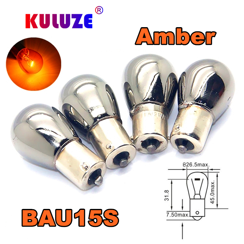 4 個 581 py21w S25 bau15s アンバークロームメッキ電球 1156 目に見えないウインカー 12v21w 自動車信号ランプ