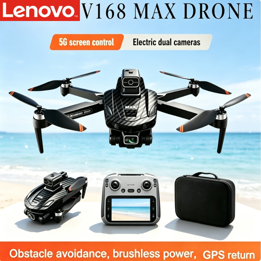レノボ V168MAX GPS ドローンスクリーンリモコン付き 8K HD デュアル障害物回避ブラシレス折りたたみ式プロフェッショナルクアッドコプター