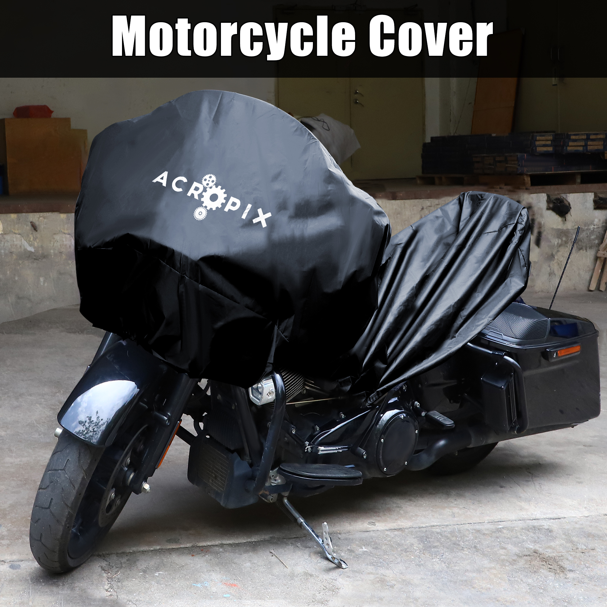Motoforti オートバイハーフカバー屋外軽量防水 210T ポリエステル生地伸縮性ストラップ付きほとんどのバイク M-XL