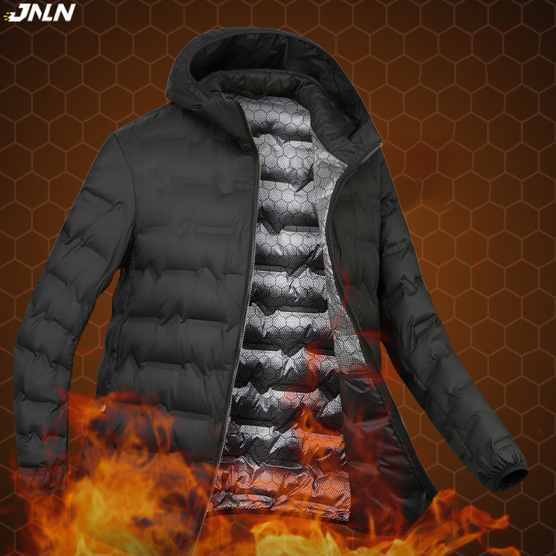 JNLN メンズ冬ダウンジャケットダックダウン軽量薄型パッド入りジャケットハイキングキャンプ登山グラフェン裏地暖かいコート