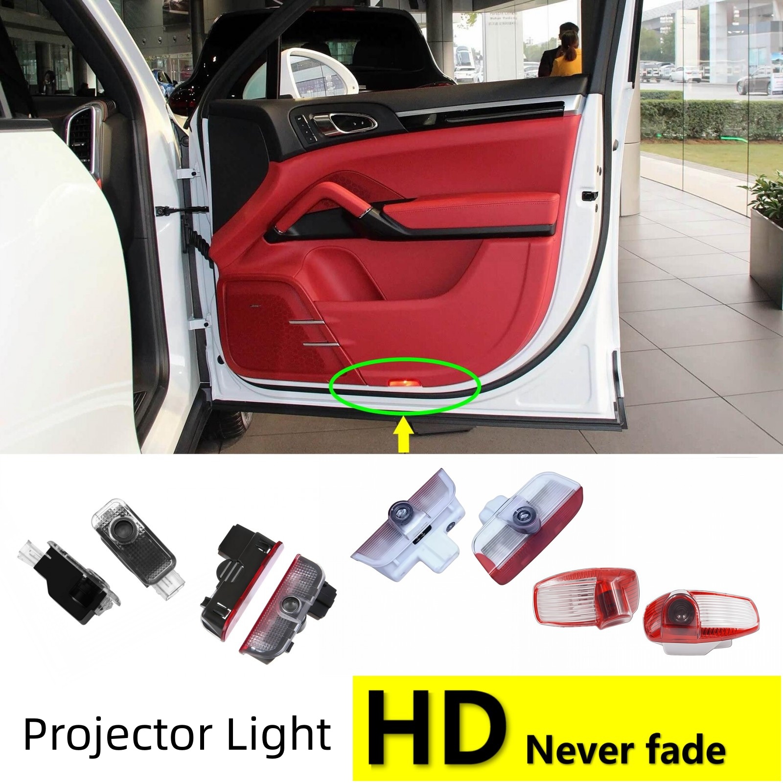 HD LED 車のドアライトプロジェクターライトポルシェマカン S 95B ターヤン 987 911 パナメーラ 970 971 カイエン 957 958 718 ボクスターケイマン