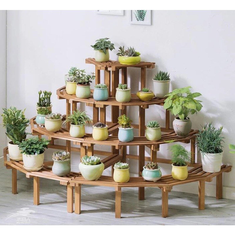 Solid Wood Corner Flower Stand подставка для цветов Multi-layer Ladder Type Floor Plant Stand Balcony Wooden Flower Pot Shelf