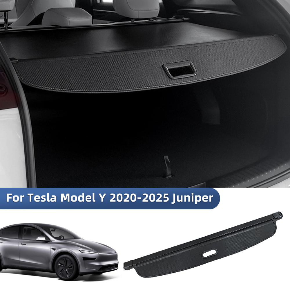 車のリアトランクカーゴカバーテスラモデル Y 2021-2025 ジュニパー自動カーテンカバーオーガナイザー収納用品収納アクセサリー