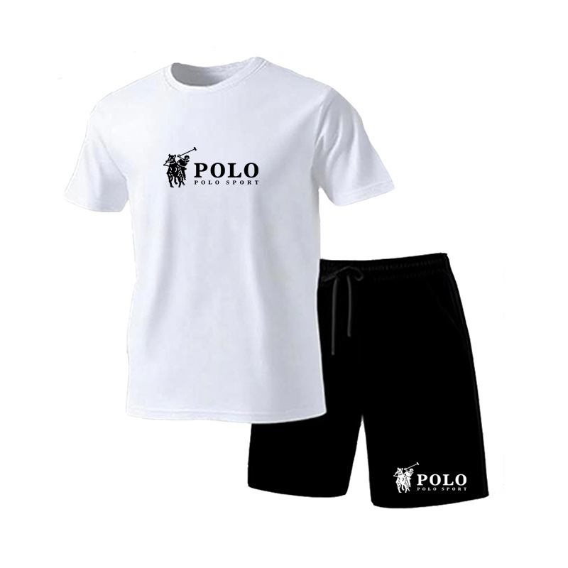 メンズポロスポーツ半袖 Tシャツとショーツセット夏カジュアル通気性 2 ピース衣装男性ストリートトラックスーツ