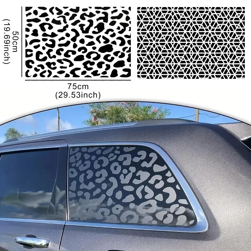マットブラック漫画ヒョウ柄ビニールカーステッカー - マット効果、自己粘着性で自動車用ビニールステッカーに最適
