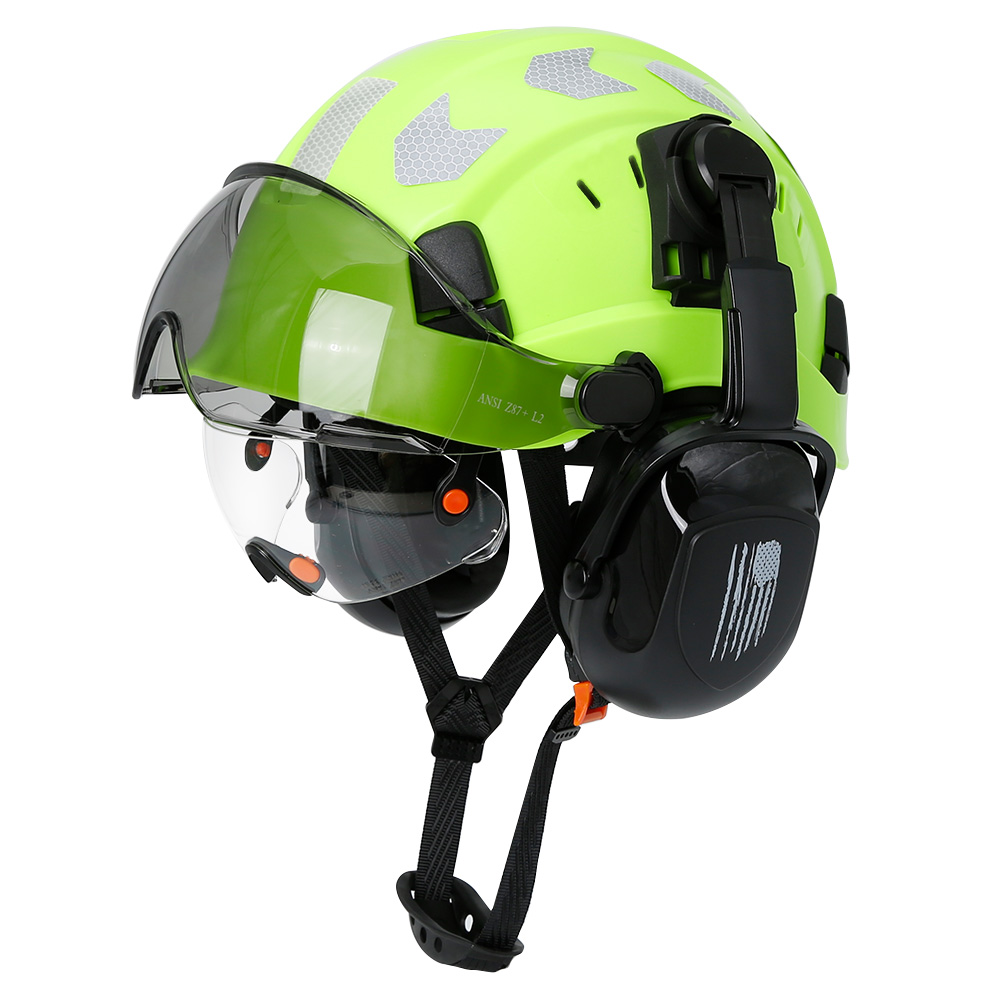 安全ヘルメットバイザー内蔵ゴーグル耳あてノイズリダクションステッカーエンジニア ABS ハード帽子 ANSI 工業用ワークキャップ