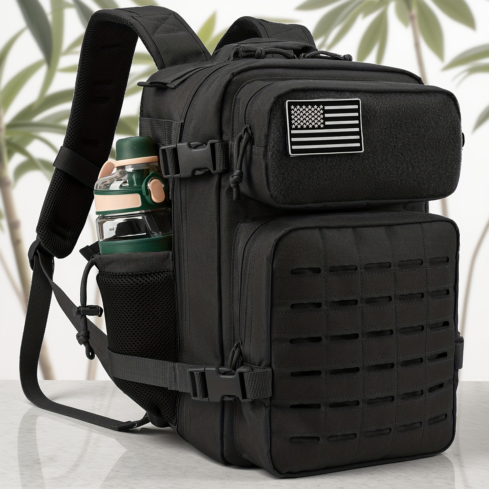 25L タクティカルバックパック アウトドアバッグ フィットネスバックパック MOLLE バックパック レディース/メンズ ハイキング サバイバルバックパック メンズ デュアルカップホルダー