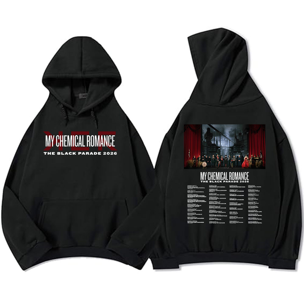 ブラックパレード 2026 ツアーパーカーロックバンドマイケミカルロマンススウェット冬長袖フリース男性 Sudadera プリントパーカー