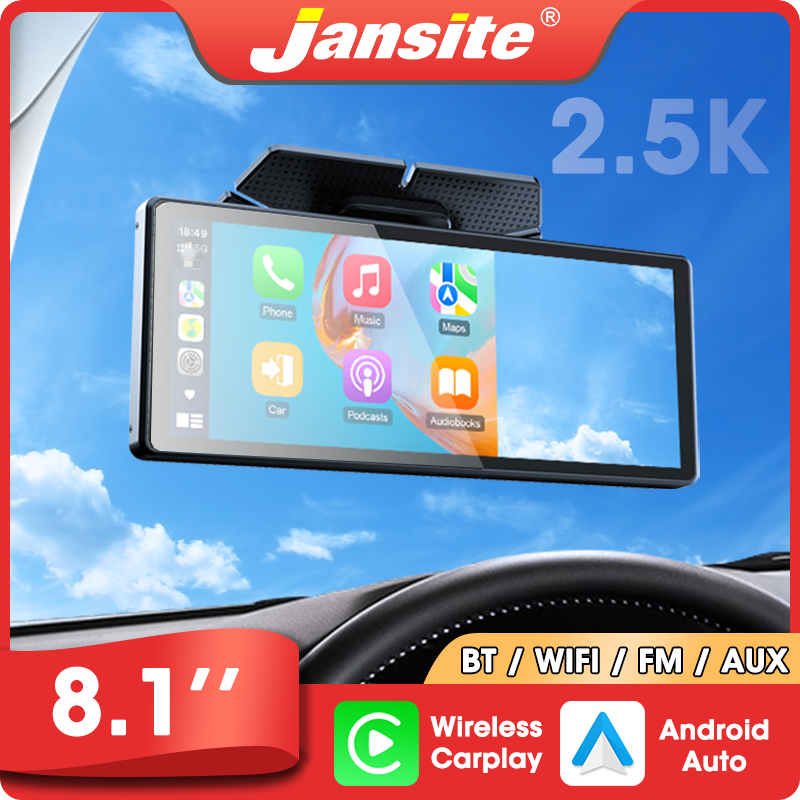 Janstie ダッシュカム 4K 1080P Carplay Android Auto GPS ナビゲーション 7/8.1 インチ IPS スクリーン車 DVR IR ナイトビジョン 24H 駐車モニター